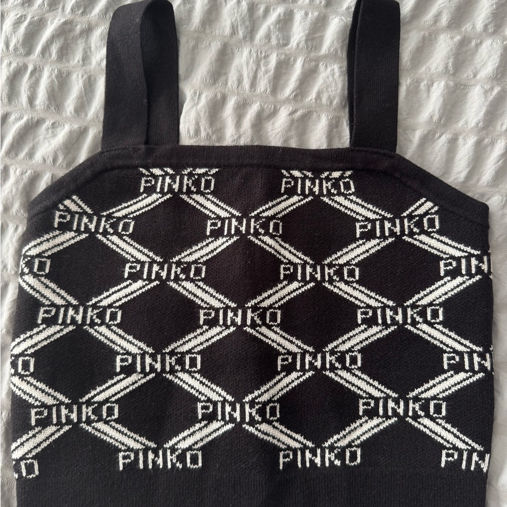 Pinko Monochrome Logo Knit Top